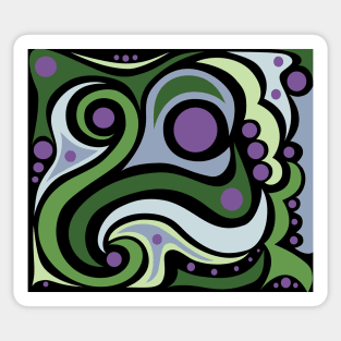 Purples and Greens Abstract with black background Sticker